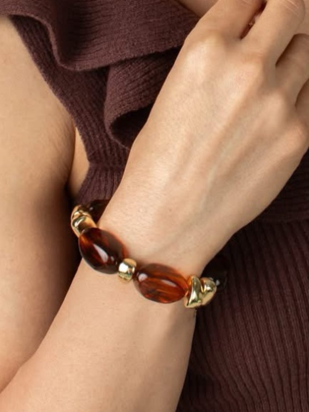 bloom Amber Bead and Gold-Tone Bracelet